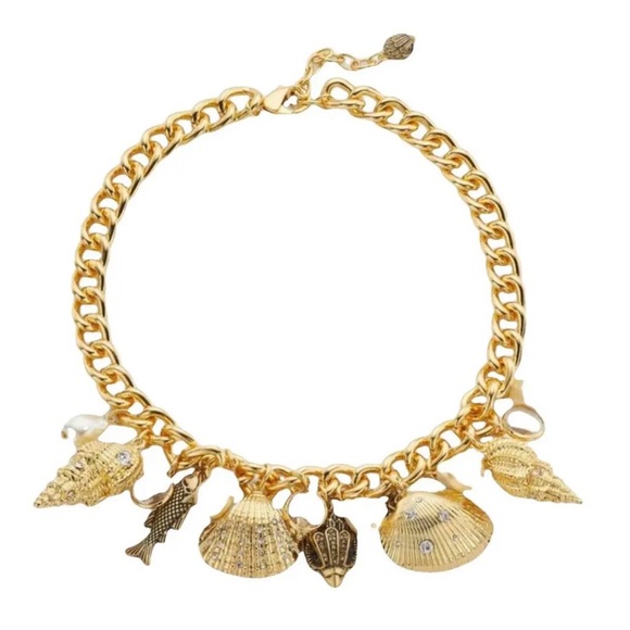 Kurt Geiger Jewelry - Kurt Geiger Gold Charm Necklace Shell Pearl Fish Statement Luxe Boho Y2K NEW